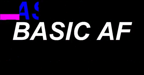 the word basicaf is displayed on a black background