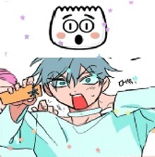 a cartoon drawing of a boy with a surprised face