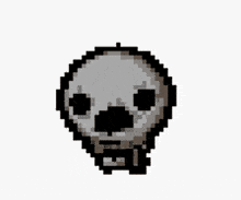 a pixel art of a skull with a black eye and a collar