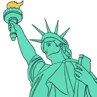 a drawing of the statue of liberty holding a torch