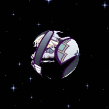 a cartoon character is floating in a circle in the sky