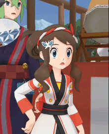 a cartoon girl with a butterfly on her hair