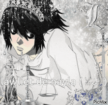 a picture of a person with a crown on their head and the words lawliet de nayla