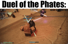 a screenshot of a video game with duel of the phates written above it