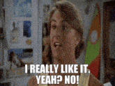 a woman says " i really like it yeah no " in front of a surfboard