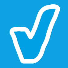 a blue background with a white outline of a check mark
