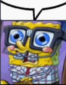 a cartoon of spongebob wearing glasses and a tie .