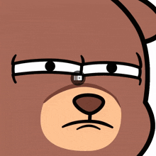 a close up of a teddy bear 's face with a youtube icon on the nose