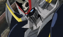 a robot with a skull on it 's head and horns