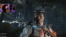 stare mad glowing eyes what do you want fire god liu kang