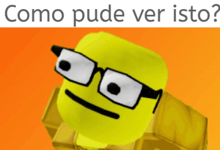 a yellow face with glasses and the words como pude ver isto on the bottom
