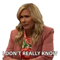 a woman in a pink jacket says " i don 't really know "
