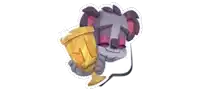 a cartoon koala is holding a gold trophy with a number one on it .