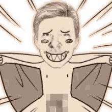 a black and white drawing of a shirtless man holding a blanket over his shoulder .
