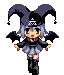 a pixel art of a girl with bats on her wings .