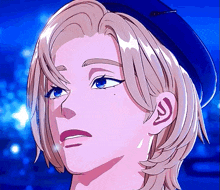 a cartoon character with blonde hair and blue eyes