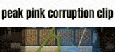 a screenshot of a video game with the words peak pink corruption clip above it