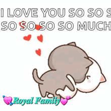 a couple of cats holding hands with the words `` i love you so so so so much '' written above them .