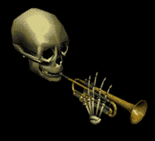trumpet skull blow blowing music instrument