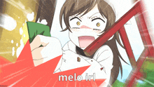 a picture of a girl with melo irl written on the bottom