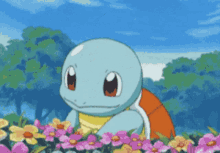 Squirtle Picking Flowers GIF - Squirtle Picking Flowers GIFs