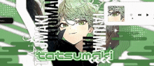 a drawing of a girl with green hair and the name tatsumaki