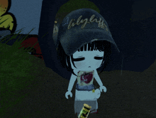 a little girl wearing a hat that says ' lil ' lyf ' on it