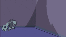 a cartoon character is standing next to a pile of banana peel pillows