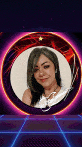 a picture of a woman in a circle with the name vera & danilo written on the bottom