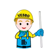 a cartoon of a man wearing a helmet that says vesbo