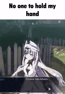 a picture of a girl with the words no one to hold my hand above her