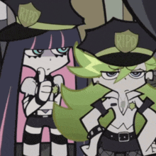 a cartoon character with a rtpd badge on her hat