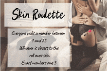 a poster that says skin roulette with a picture of a woman on it