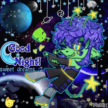 a cartoon of a monster saying good night