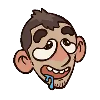 a cartoon of a man with his tongue out