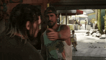 a man wearing a tank top that says ' hawaii ' on it