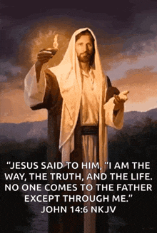 a painting of jesus with a quote from john 14:6
