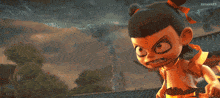 a cartoon character is holding a torch in front of a fire and has the word dangerous on the bottom