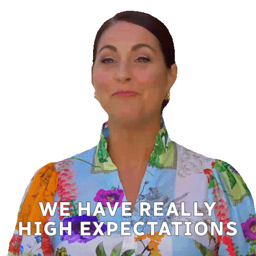 We Have Really High Expectations Kyla Kennaley Sticker - We Have Really High Expectations Kyla Kennaley The Great Canadian Baking Show Stickers