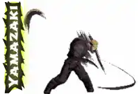 a drawing of a man with a sword and the word yamazaki on the bottom