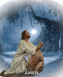 jesus christ praying beach