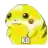 a close up of a yellow pokemon with a red eye .