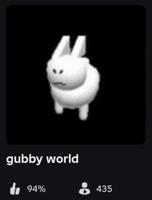 a picture of a rabbit with the words " gubby world " written on it