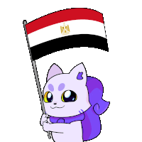 a cartoon cat is holding a flag with the letter b on it