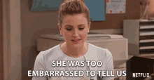 She Was Too Embarrassed To Tell Us Maggie Geha GIF - She Was Too Embarrassed To Tell Us Maggie Geha Abigail Spencer GIFs