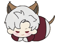 a drawing of a person with a cat ear and tail