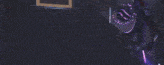 a purple robot is standing on a platform in a video game with a purple light coming out of its head .