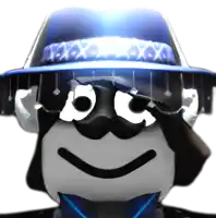 a cartoon character wearing a blue hat and sunglasses has a smile on his face