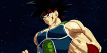 a cartoon character named bardock is standing in the space