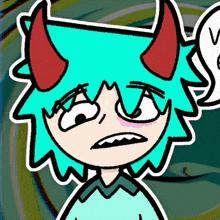 a cartoon drawing of a person with devil horns